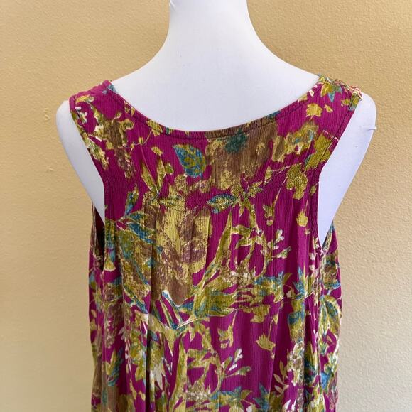 Vintage Floral Sleeveless Mini Slip Dress Green Purple size XL fairycore - Picture 7 of 9